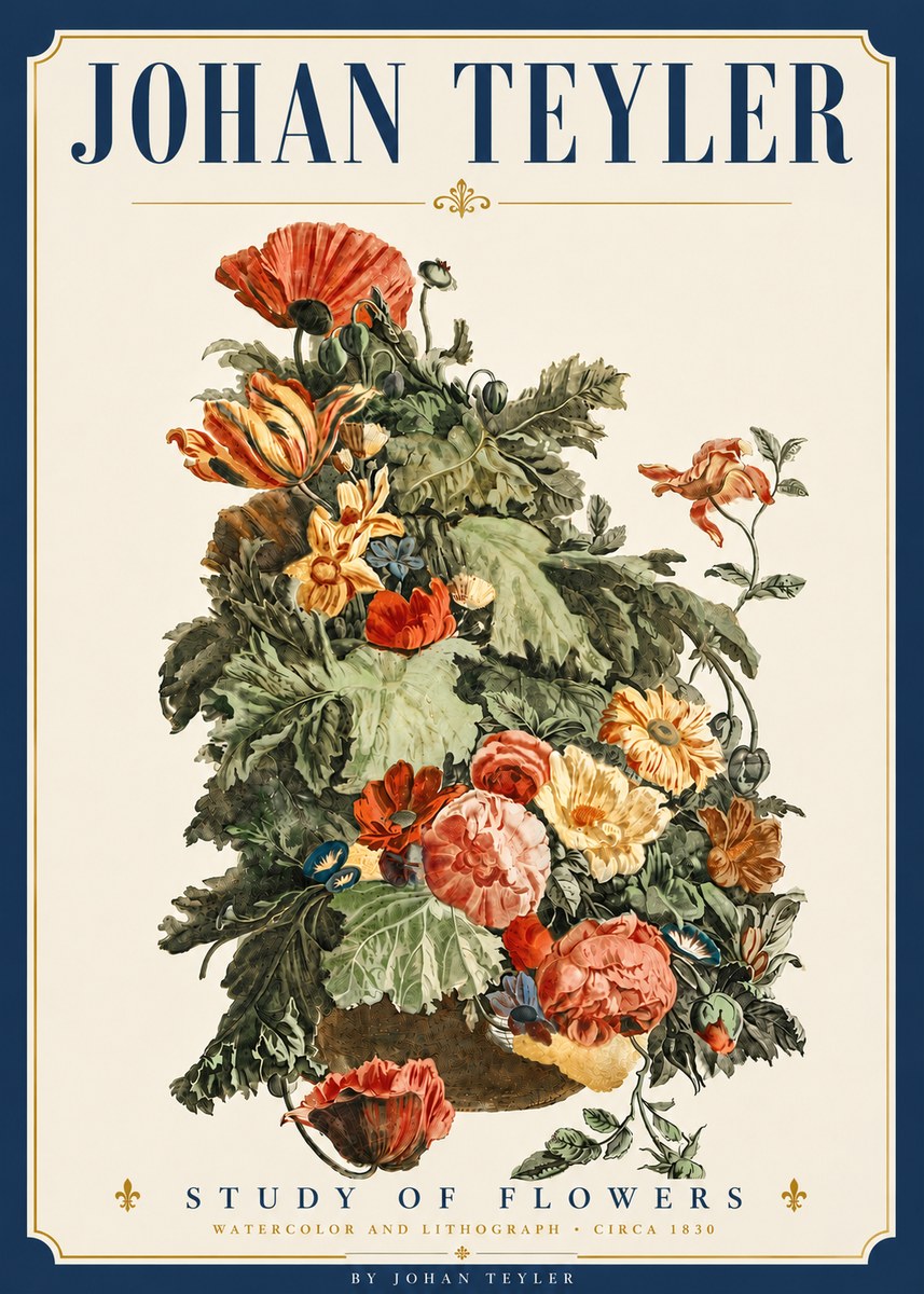 Johan Teyler Study of Flowers No6 - Póster