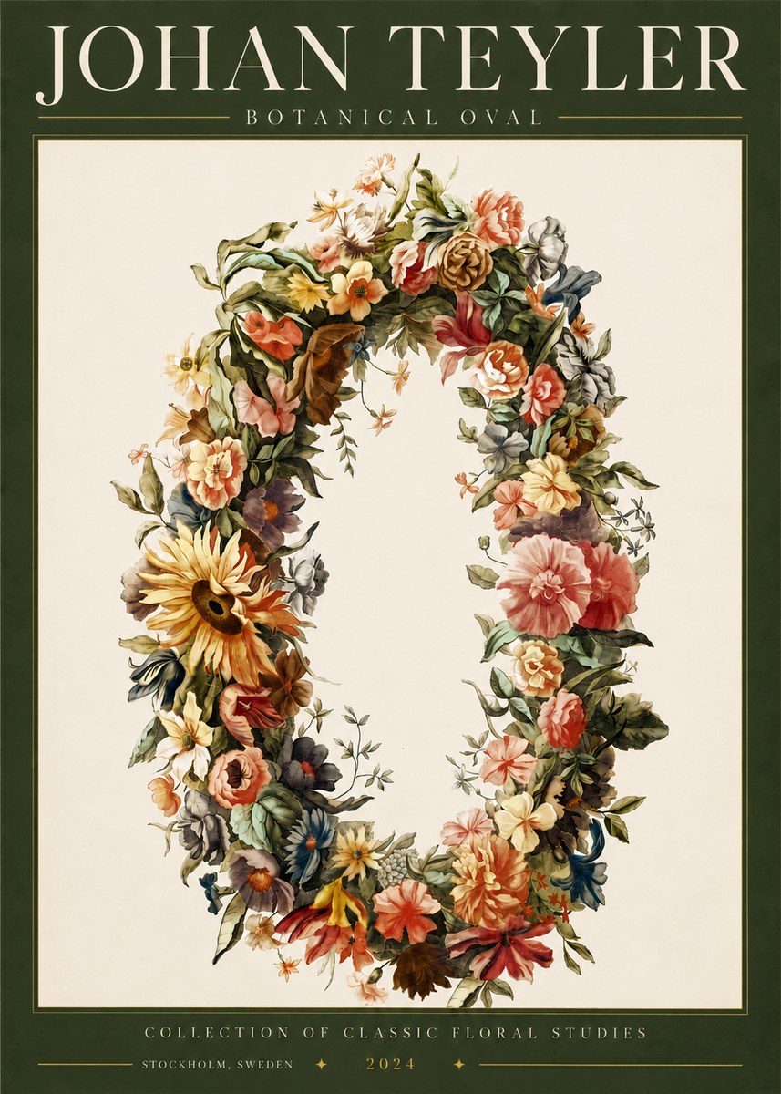 Johan Teyler Floral Oval No5 - Póster