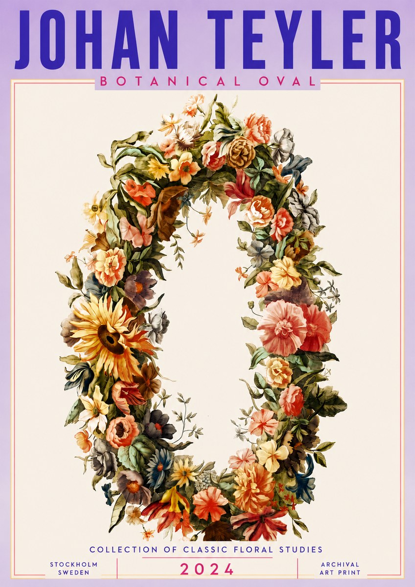Johan Teyler Floral Oval No6 - Póster