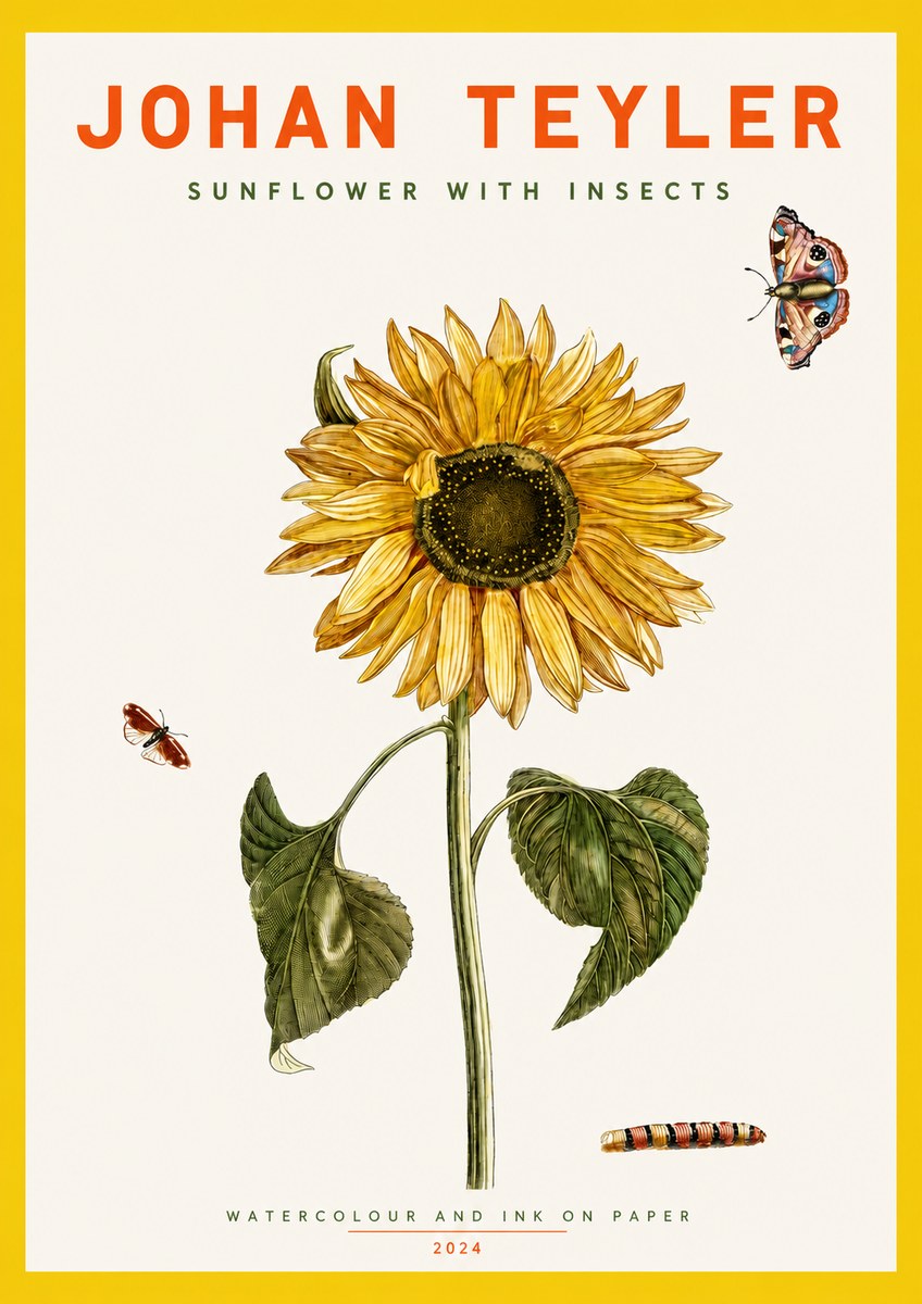 Johan Teyler Sunflower with Insects No2 - Póster