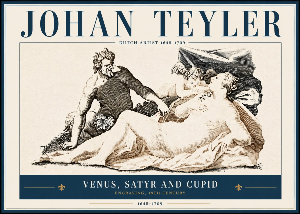 Johan Teyler Venus, Satyr and Cupid No5 - Póster