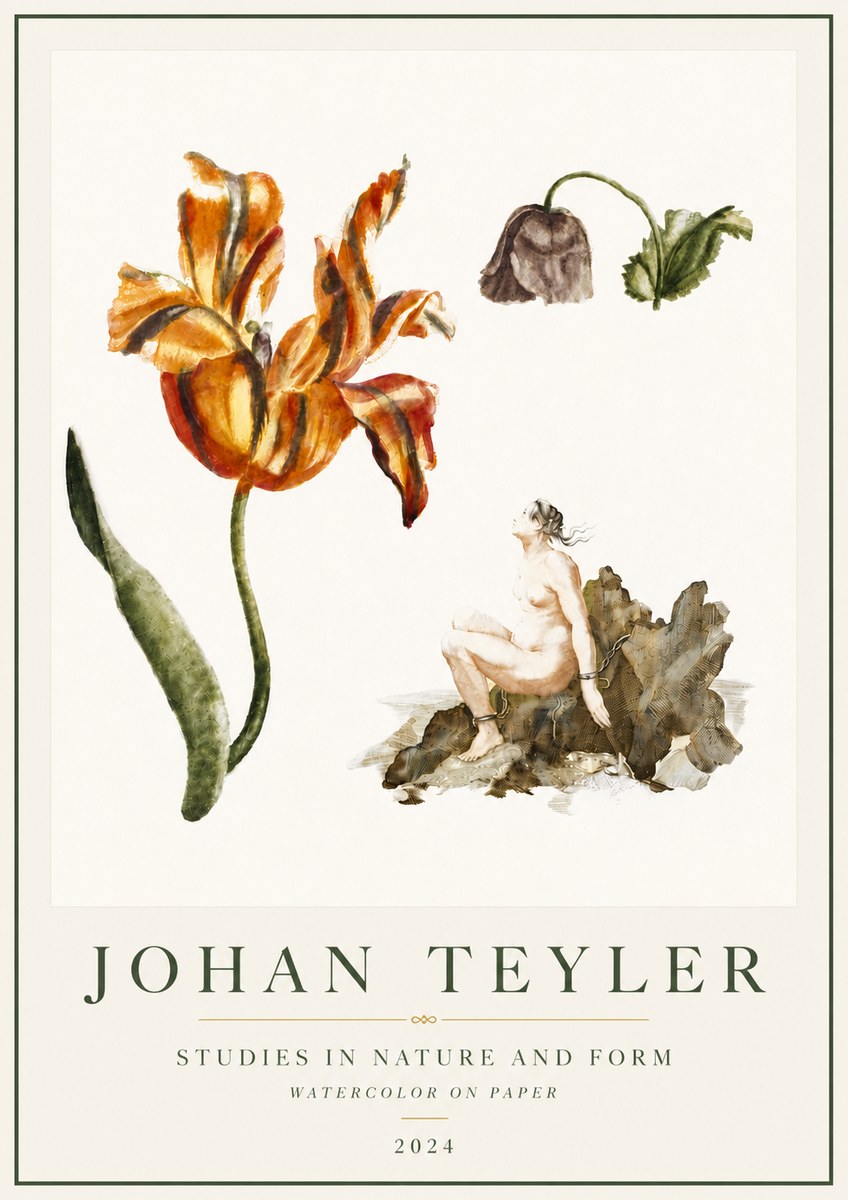 Johan Teyler Botanical Studies & Figurative Composition No5 - Póster