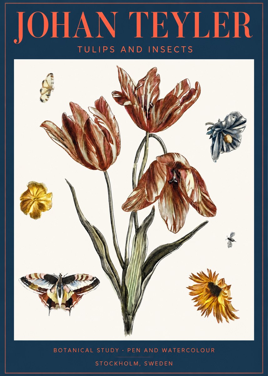 Johan Teyler Tulips and Insects No2 - Póster
