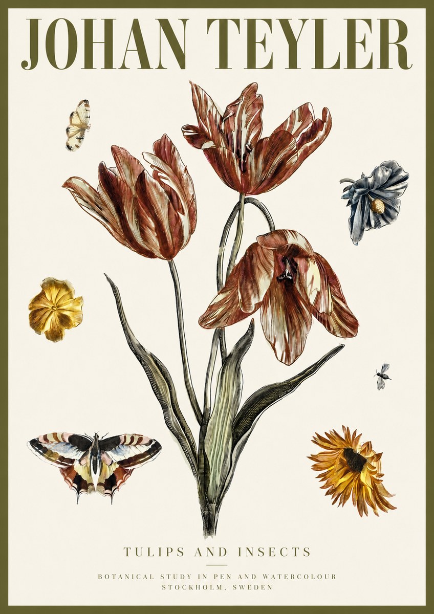 Johan Teyler Tulips and Insects No3 - Póster
