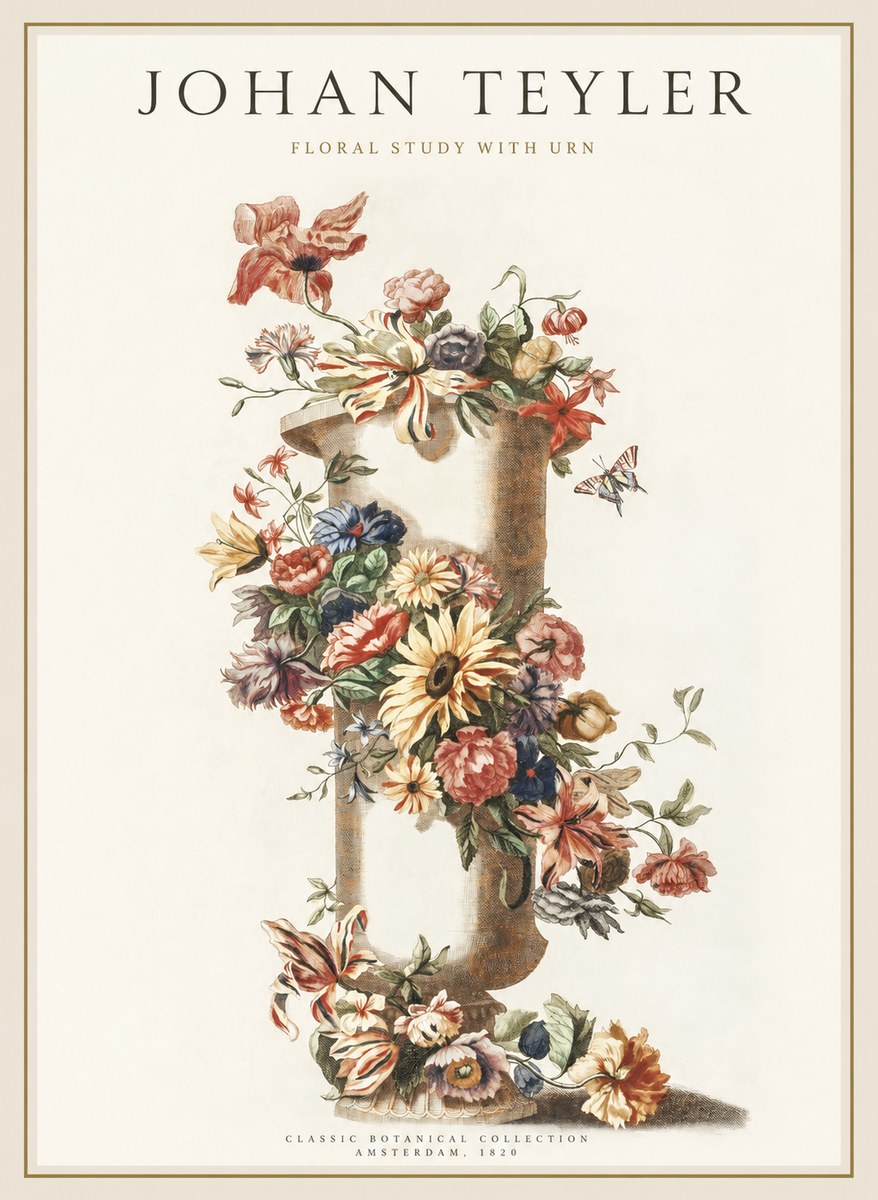 Johan Teyler Floral Study with Urn No1 - Póster