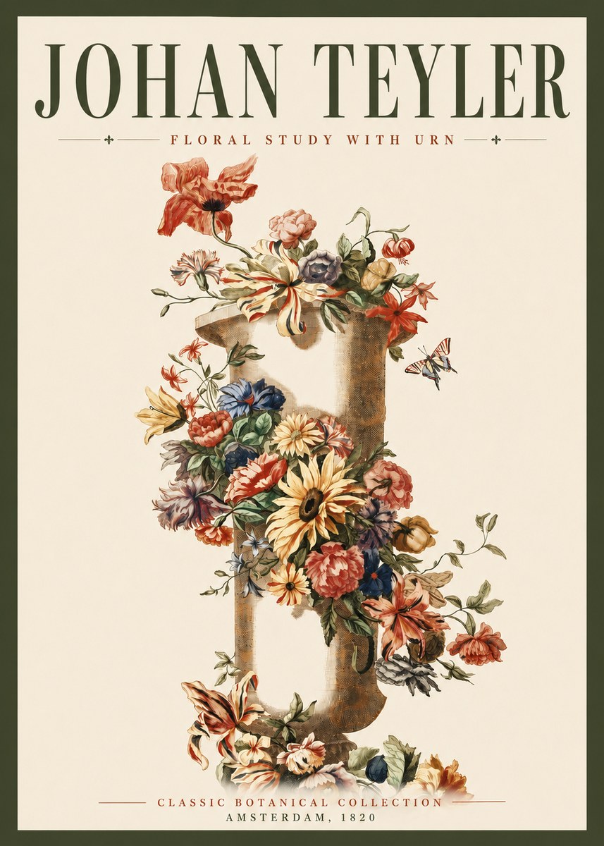 Johan Teyler Floral Study with Urn No3 - Póster