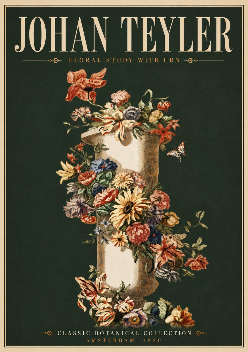 Johan Teyler Floral Study with Urn No6 - Póster