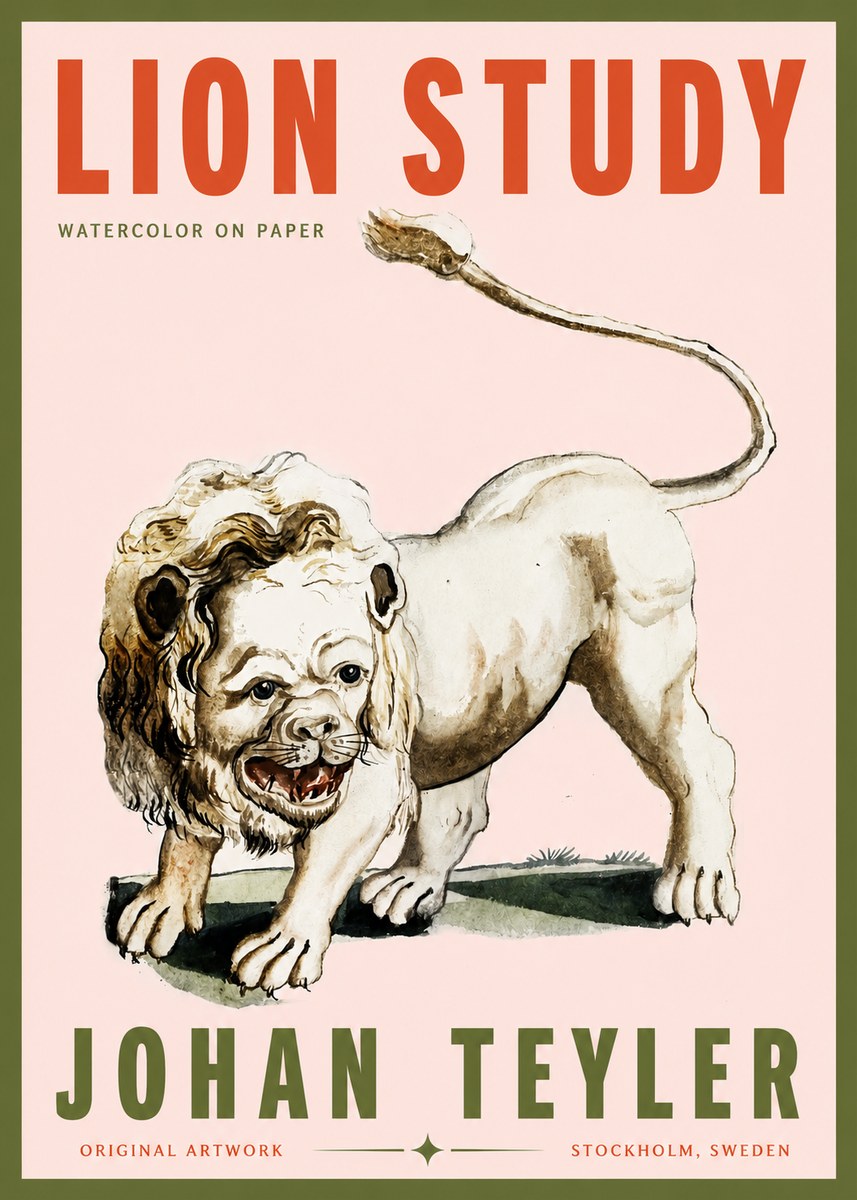 Johan Teyler Lion Study No3 - Póster