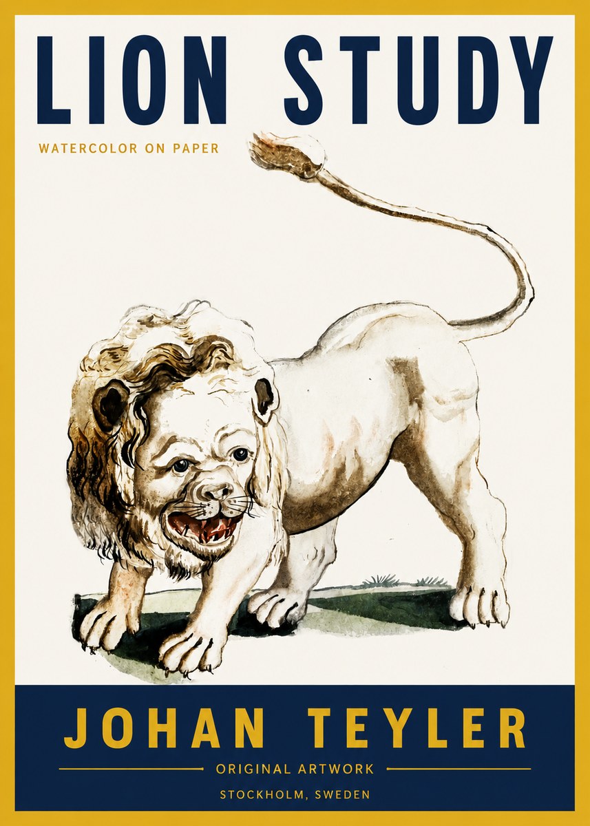 Johan Teyler Lion Study No4 - Póster