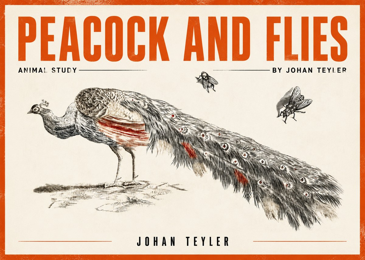 Johan Teyler Peacock and Flies - Animal Study No3 - Póster