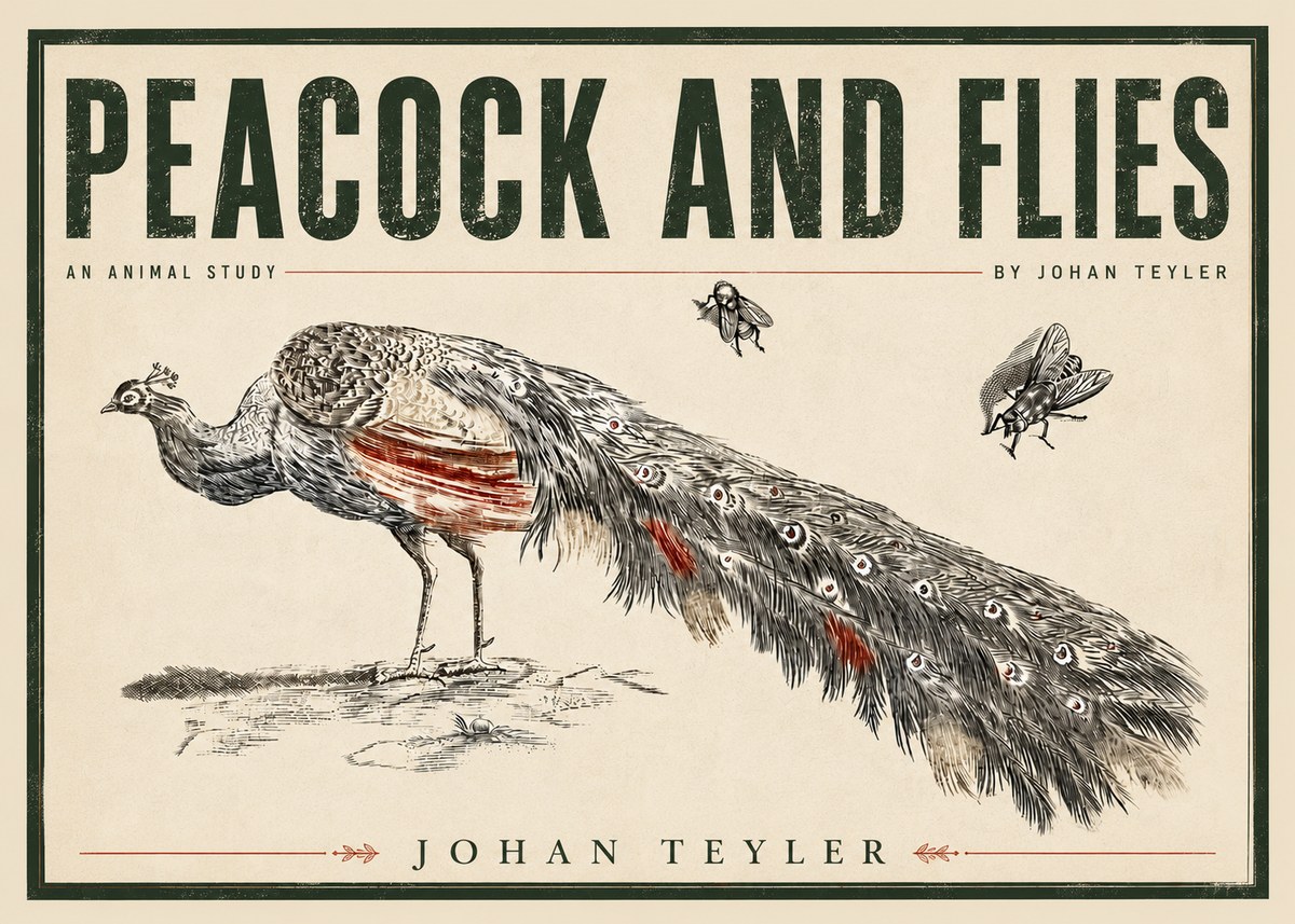 Johan Teyler Peacock and Flies - Animal Study No5 - Póster