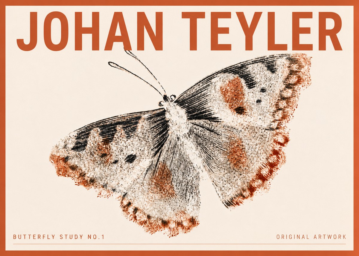 Johan Teyler Butterfly Study No.1 No4 - Póster