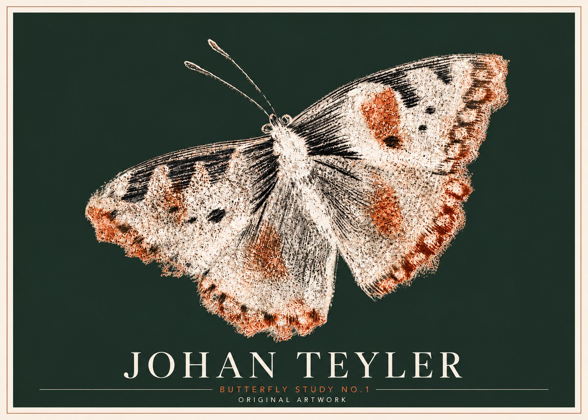 Johan Teyler Butterfly Study No.1 No6 - Póster