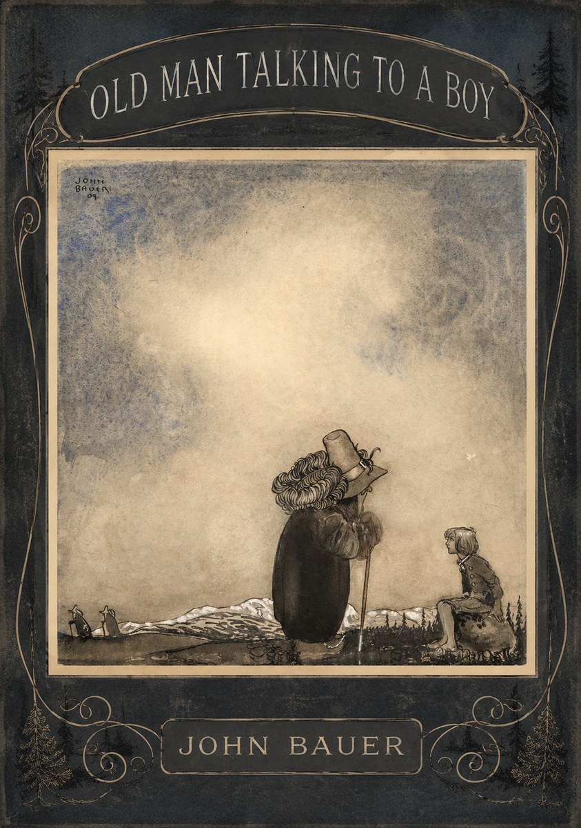 John Bauer Old Man Talking to a Boy No4 - Póster