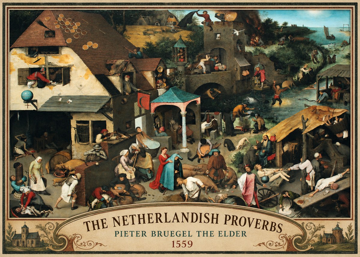 Pieter Bruegel The Netherlandish Proverbs II No4 - Póster
