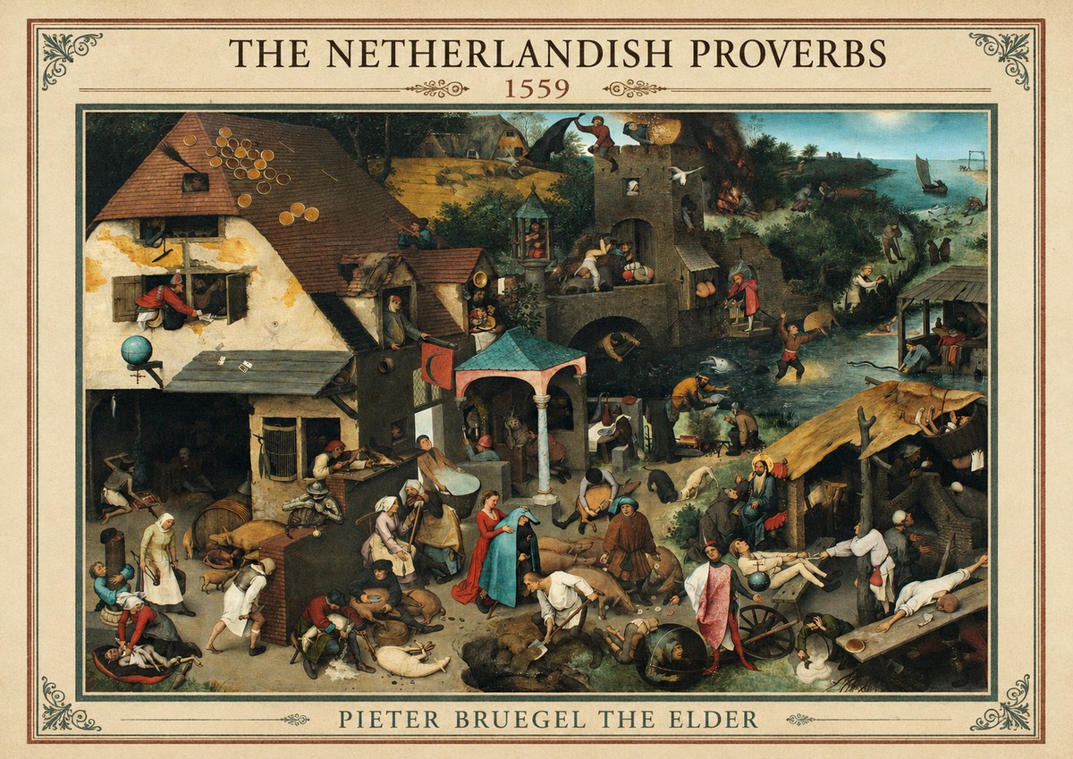 Pieter Bruegel The Netherlandish Proverbs II No6 - Póster