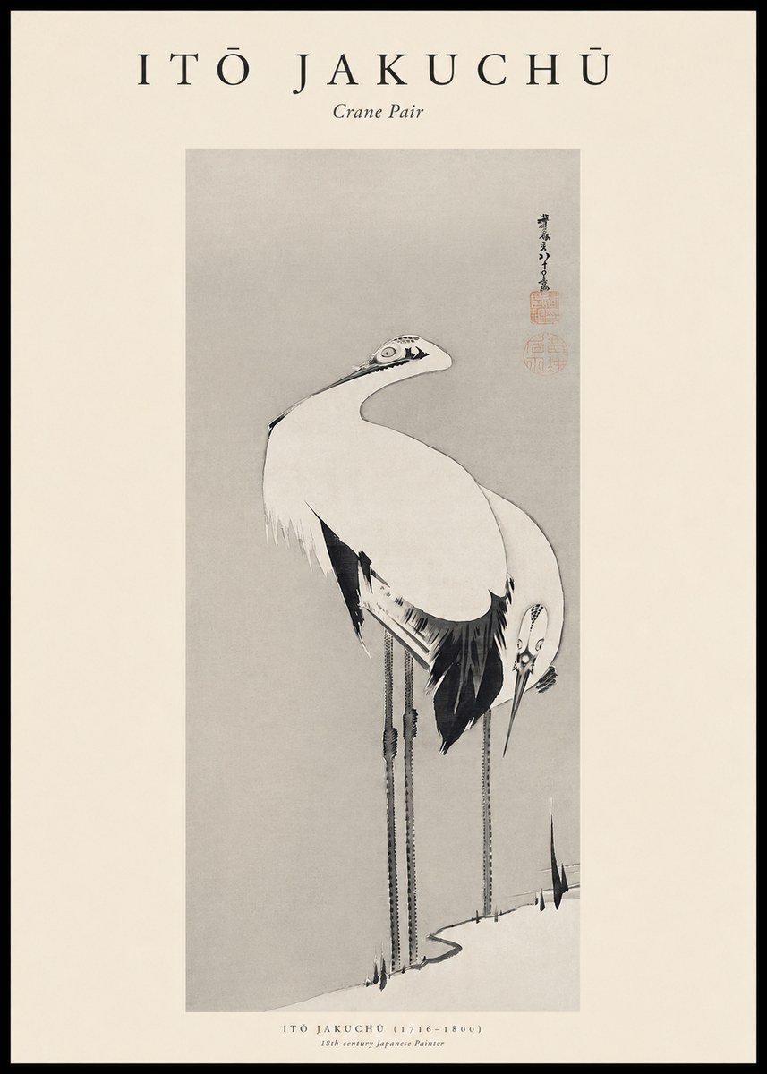 Itō Jakuchū Crane Pair No1 - Póster