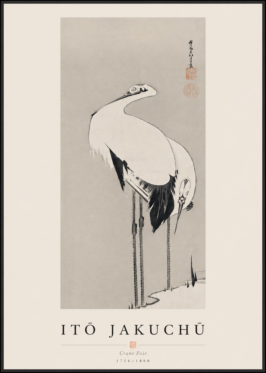 Itō Jakuchū Crane Pair No3 - Póster