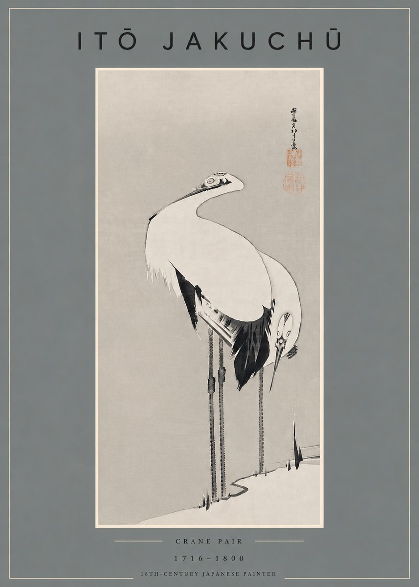 Itō Jakuchū Crane Pair No4 - Póster