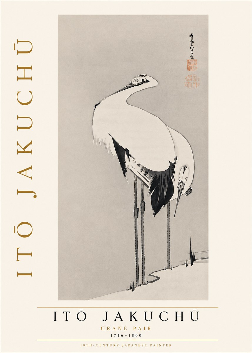 Itō Jakuchū Crane Pair No5 - Póster