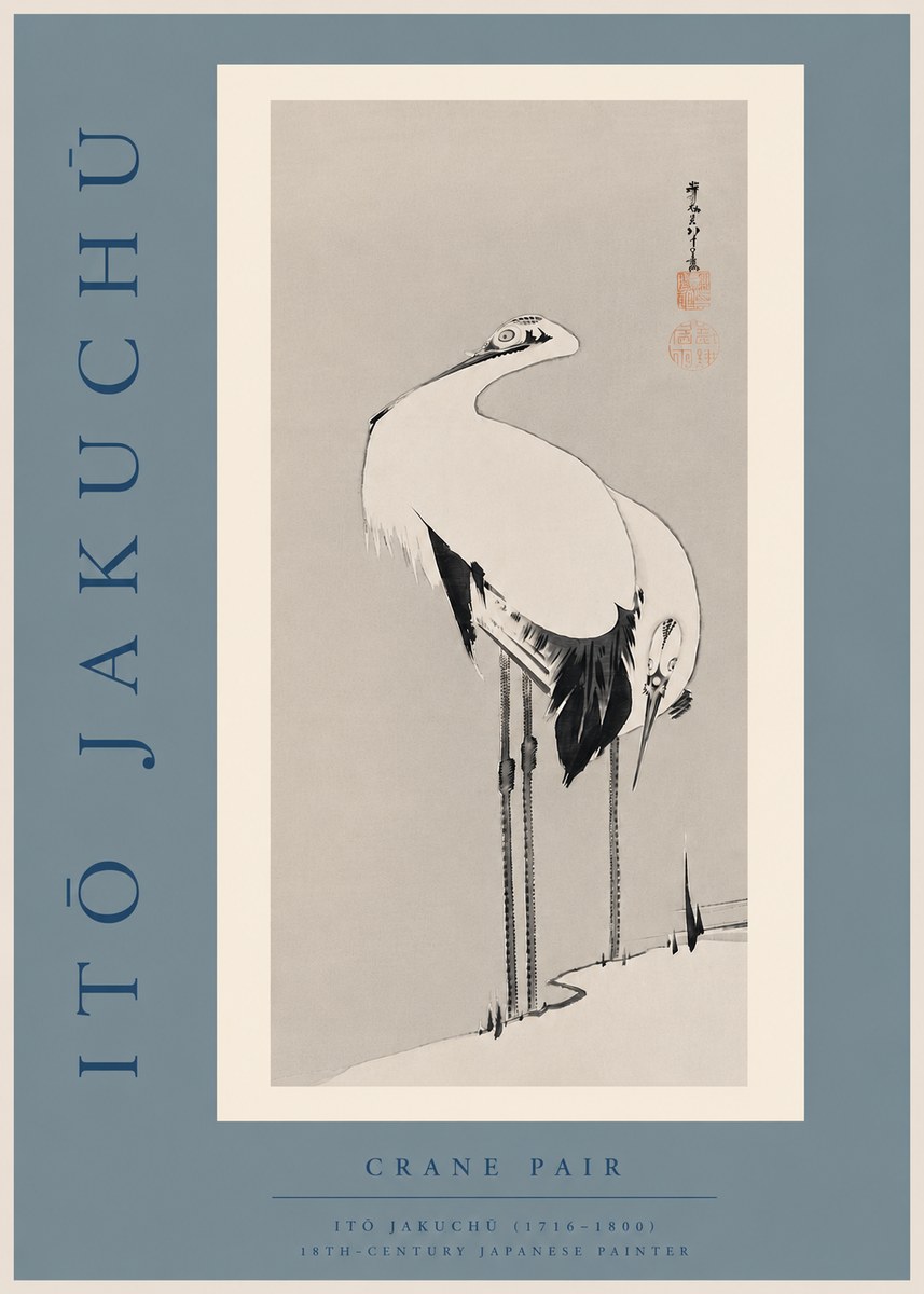Itō Jakuchū Crane Pair No6 - Póster