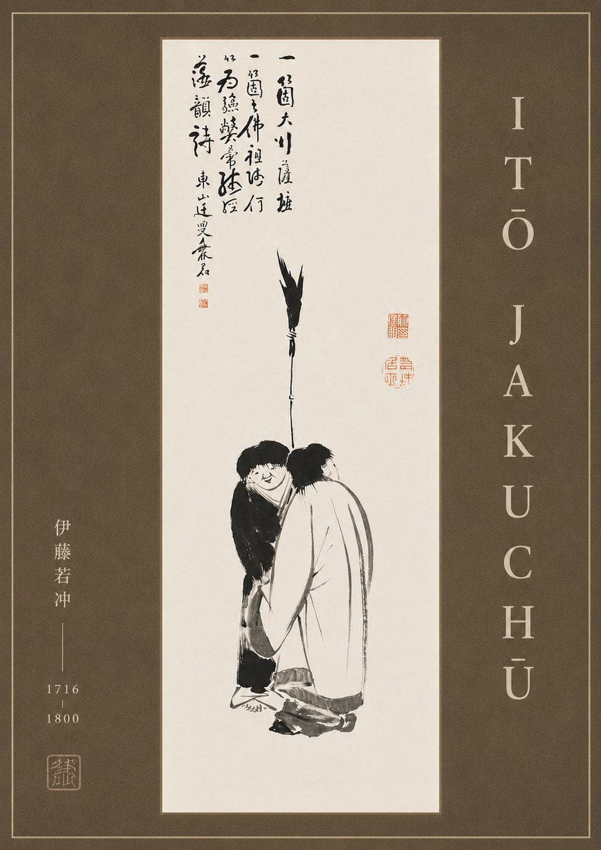 Itō Jakuchū Two Figures Holding a Staff No6 - Póster