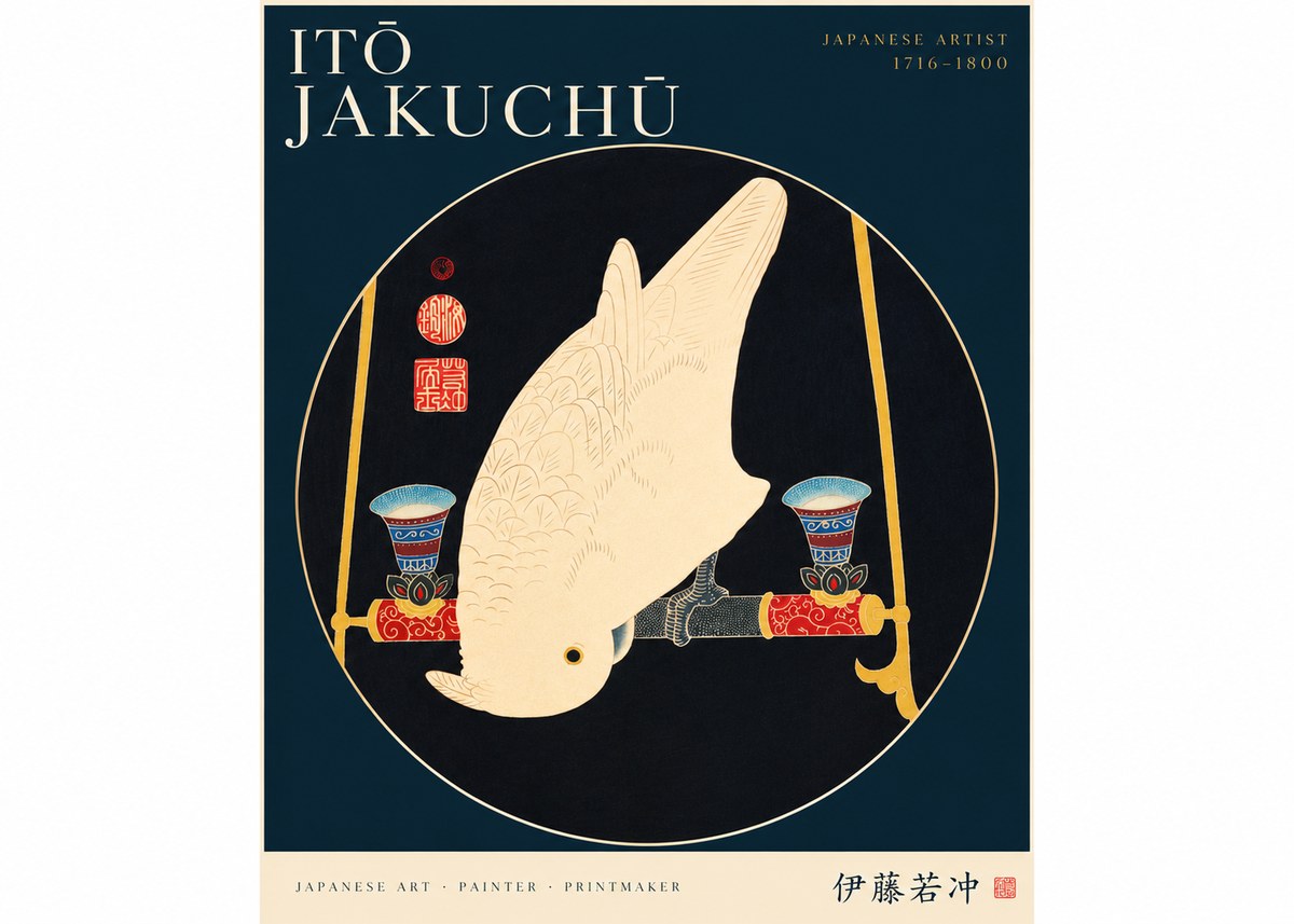Itō Jakuchū White Cockatoo No3 - Póster