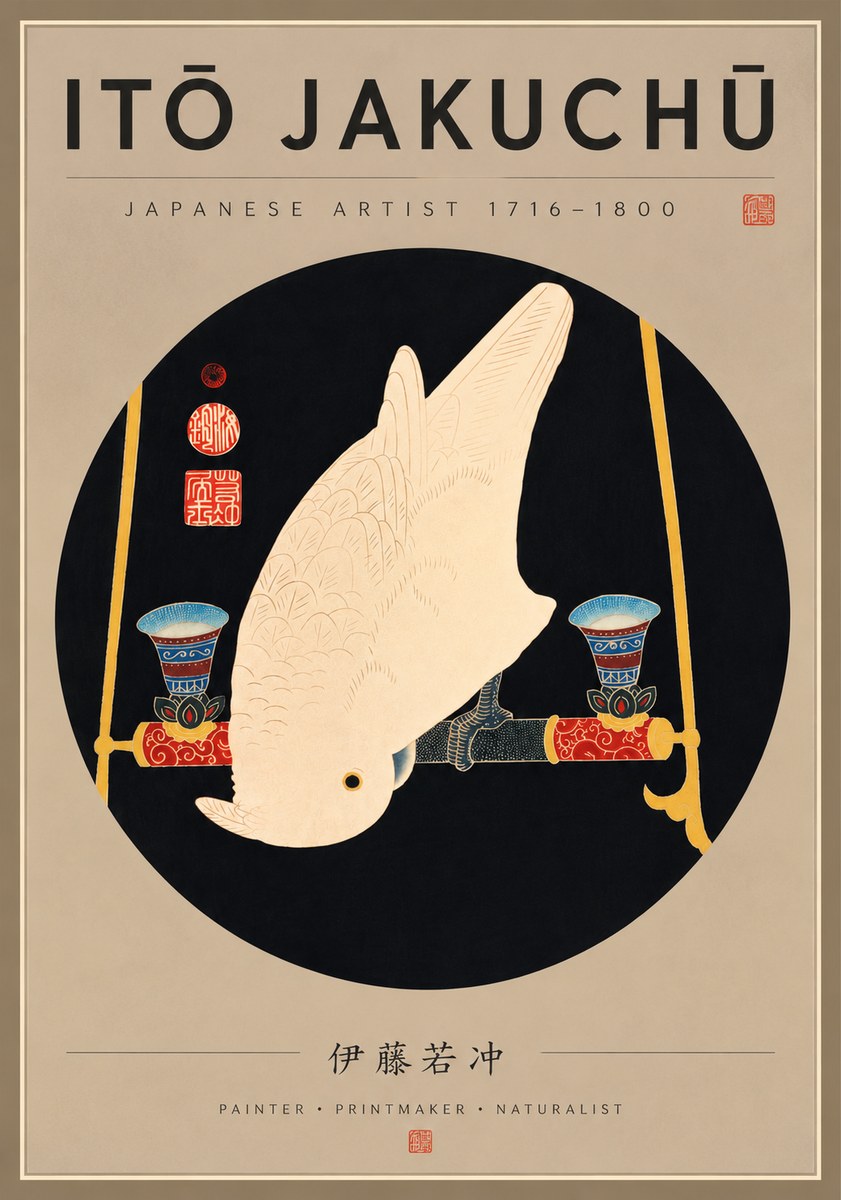 Itō Jakuchū White Cockatoo No7 - Póster