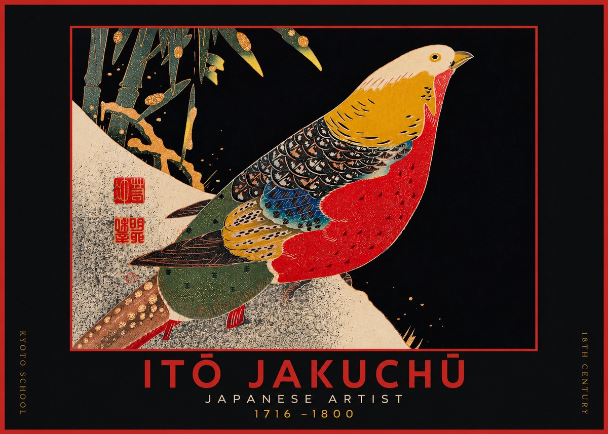 Itō Jakuchū Golden Pheasant and Bamboo No4 - Póster