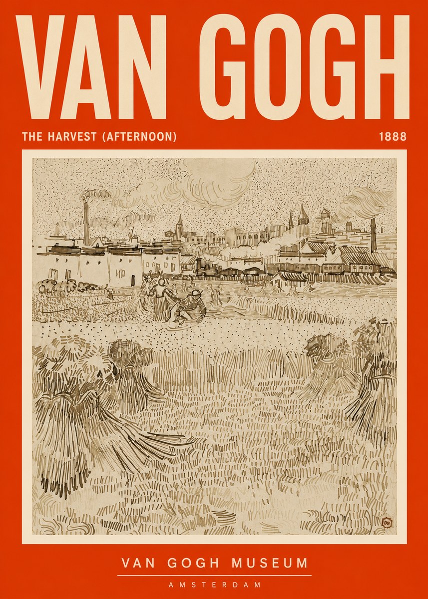 Van Gogh The Harvest (Afternoon) No5 - Póster