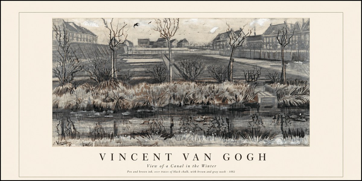 Van Gogh View of a Canal in the Winter No1 - Póster