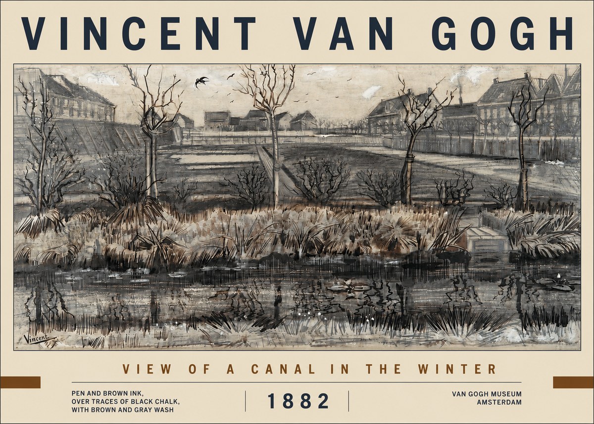 Van Gogh View of a Canal in the Winter No2 - Póster