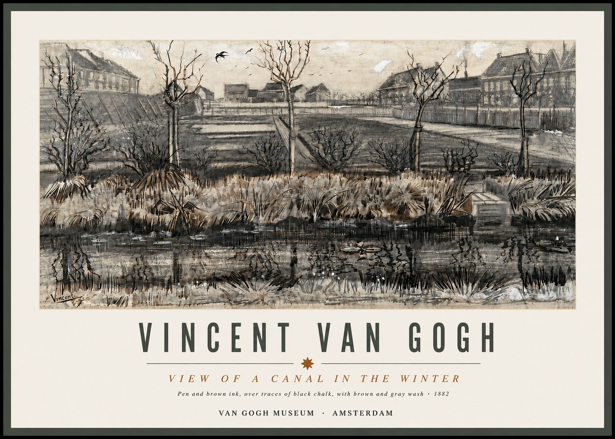 Van Gogh View of a Canal in the Winter No4 - Póster