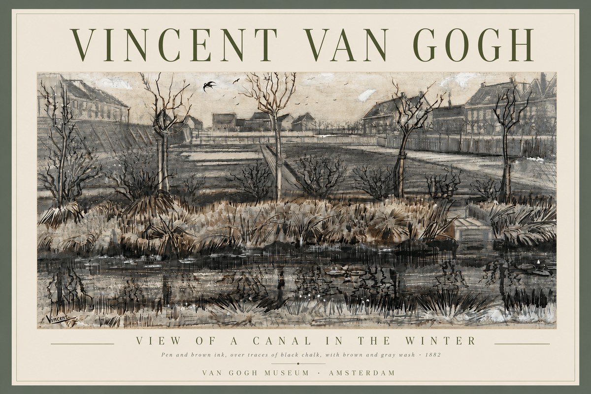 Van Gogh View of a Canal in the Winter No6 - Póster