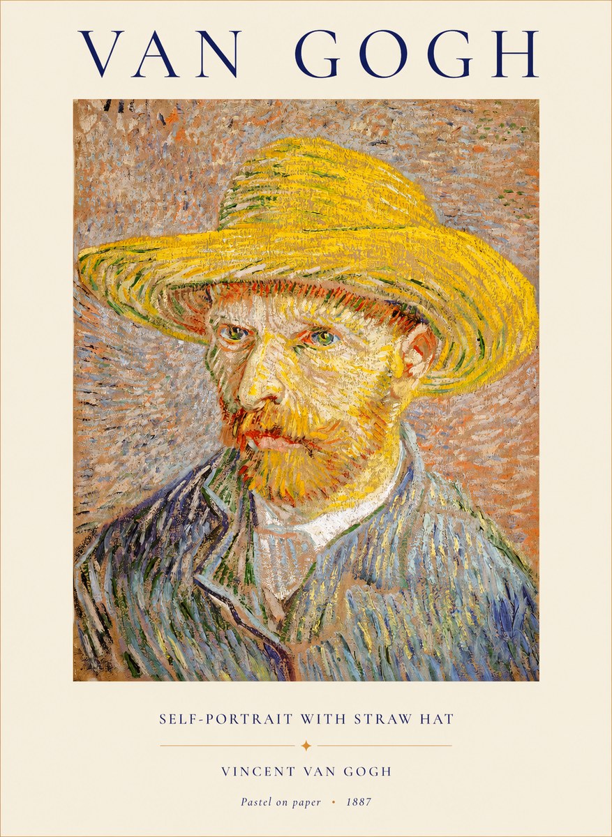 Van Gogh Self-portrait with Straw Hat I No1 - Póster