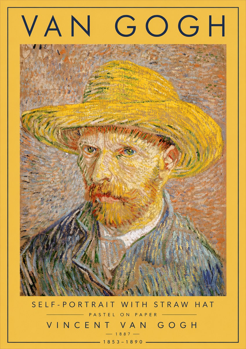 Van Gogh Self-portrait with Straw Hat I No4 - Póster