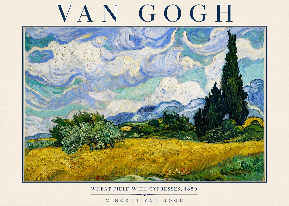 Van Gogh Wheat Field with Cypresses, 1889 No4 - Póster