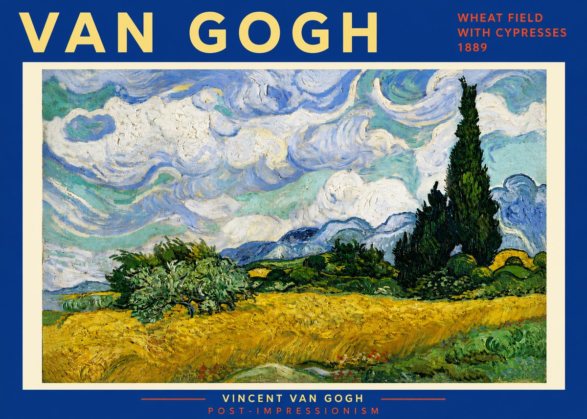 Van Gogh Wheat Field with Cypresses, 1889 No6 - Póster