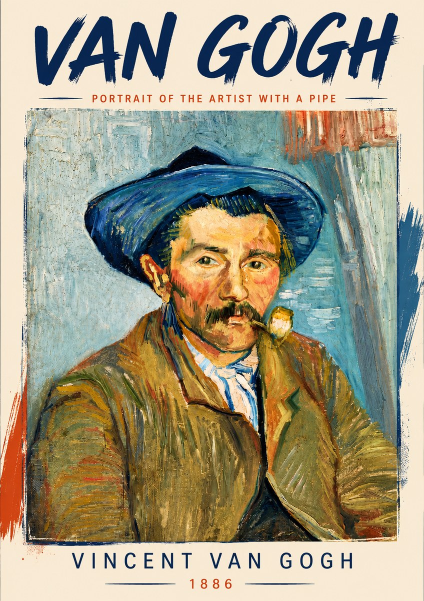 Van Gogh Portrait of the Artist with a Pipe No5 - Póster