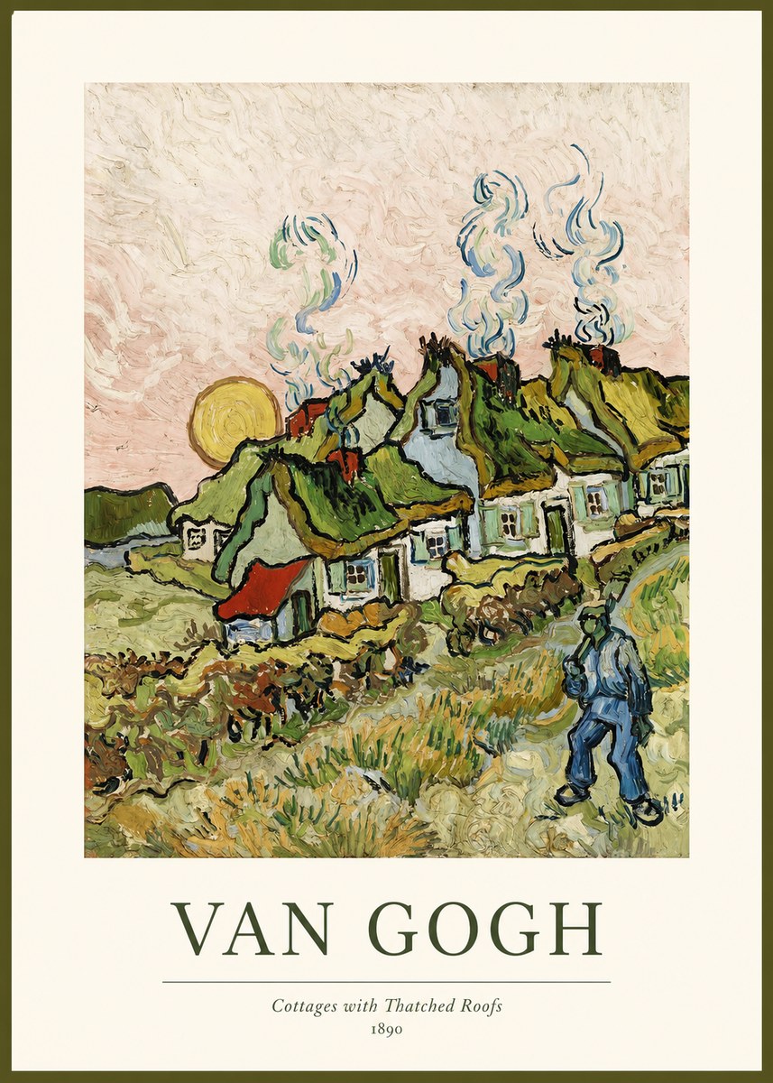 Van Gogh Cottages with Thatched Roofs No1 - Póster