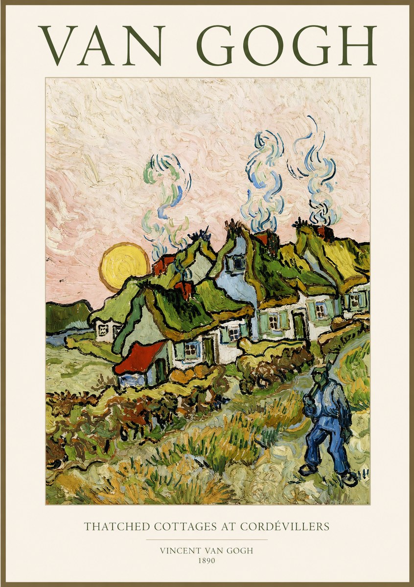 Van Gogh Cottages with Thatched Roofs No2 - Póster