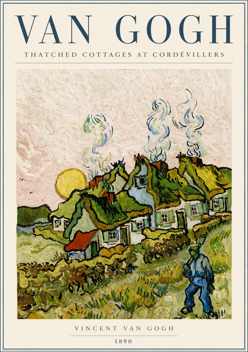 Van Gogh Cottages with Thatched Roofs No6 - Póster