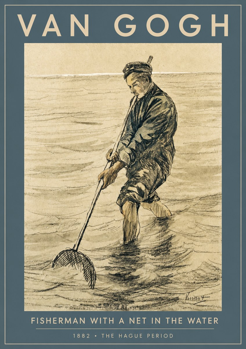 Van Gogh Fisherman with Net No3 - Póster