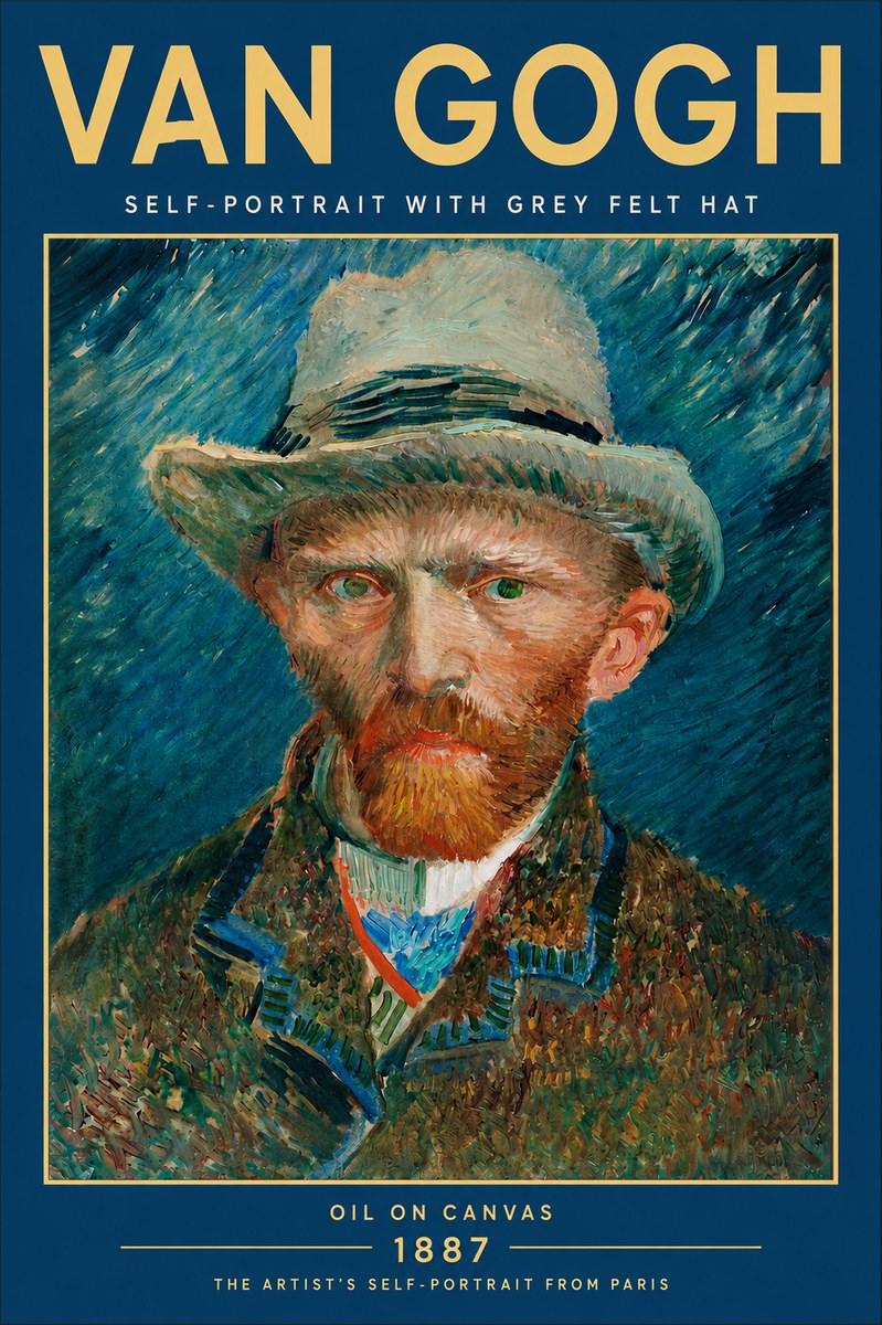 Van Gogh Self-portrait with Grey Felt Hat I No5 - Póster