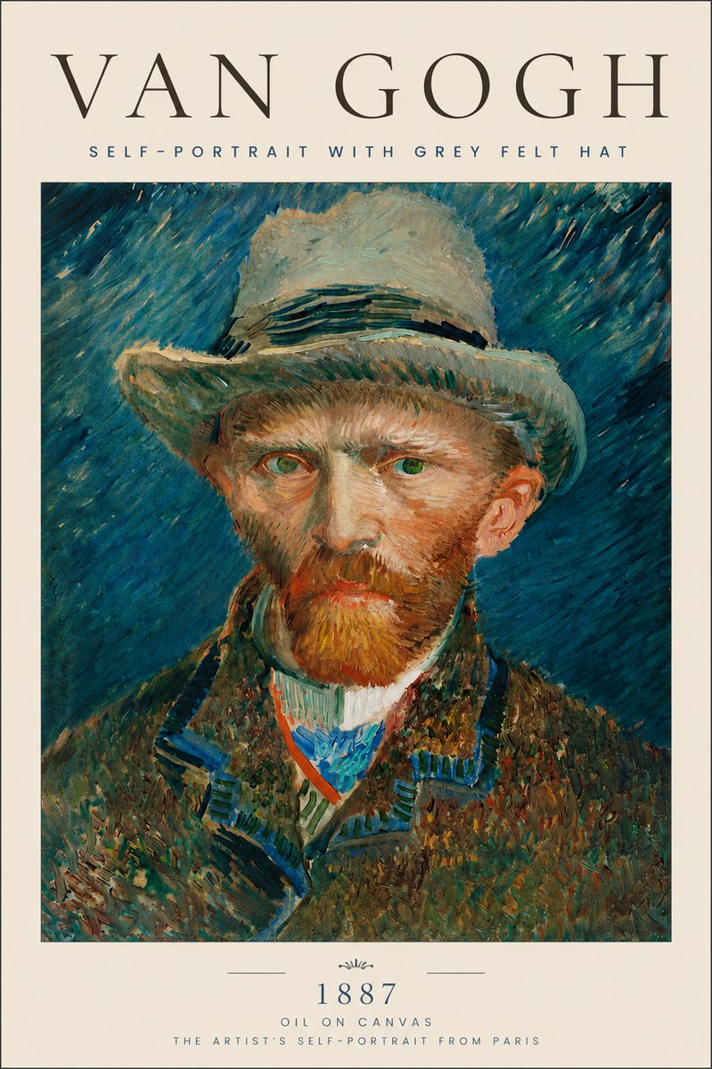 Van Gogh Self-portrait with Grey Felt Hat I No6 - Póster