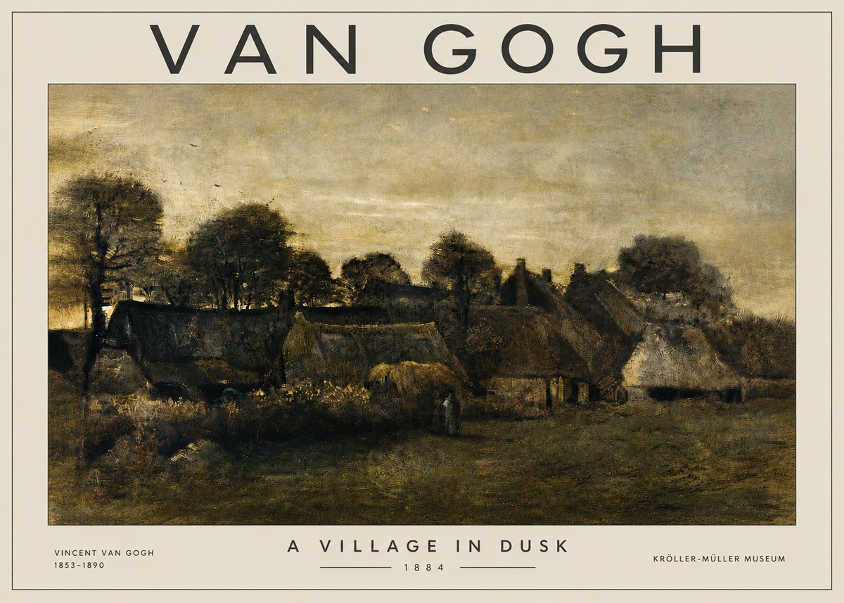 Van Gogh A Village in Dusk No3 - Póster