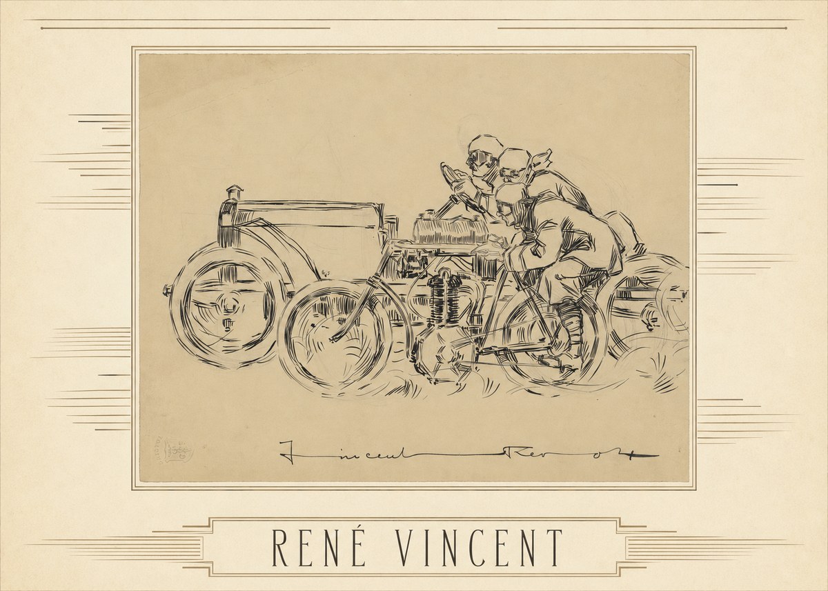 René Vincent Course Automobile No6 - Póster