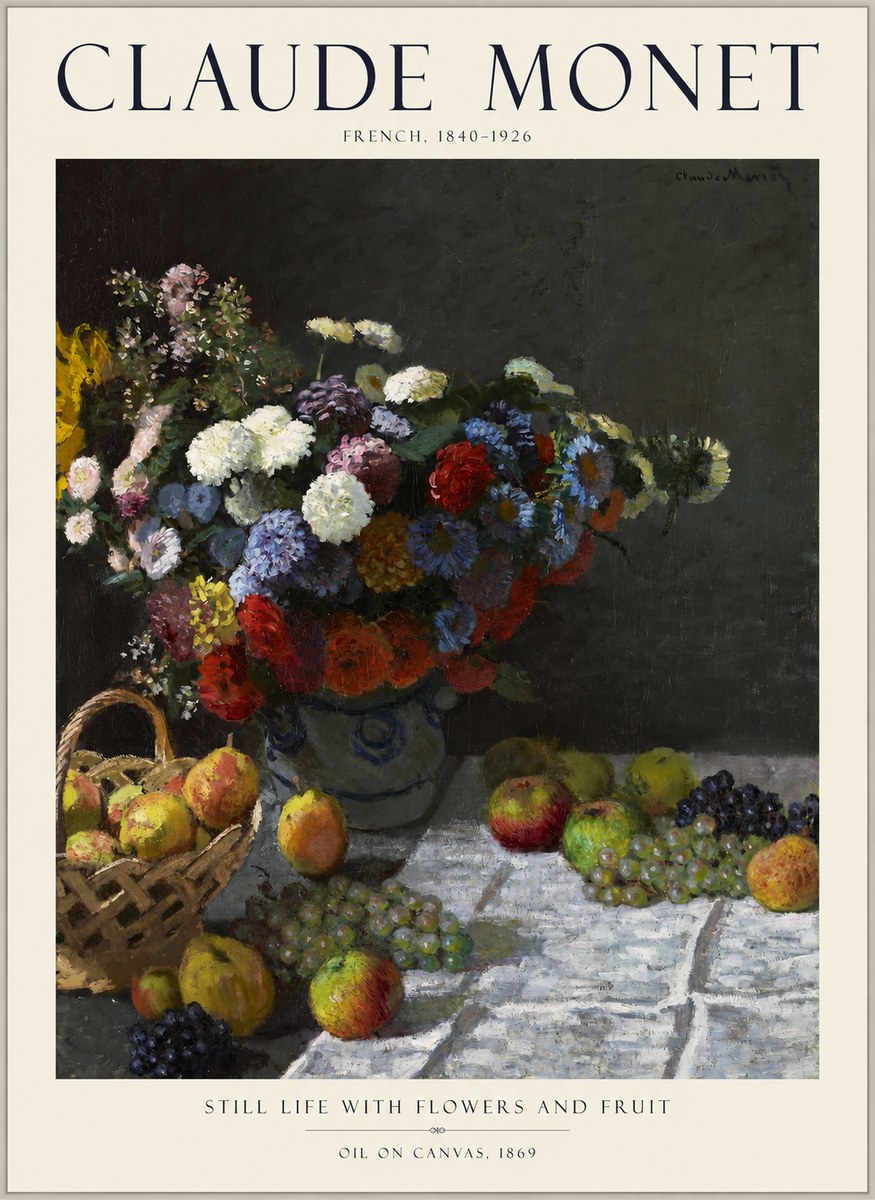 Monet Still Life with Flowers and Fruit No1 - Póster