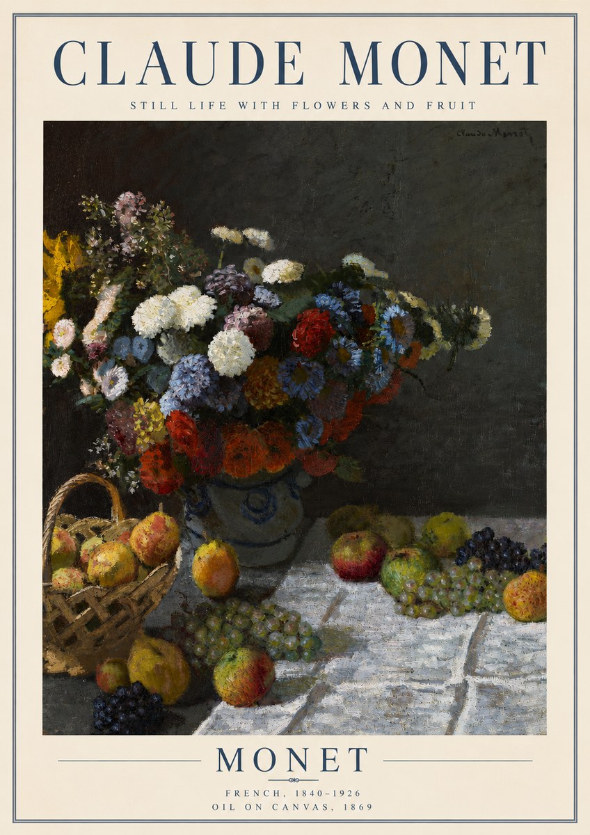 Monet Still Life with Flowers and Fruit No3 - Póster