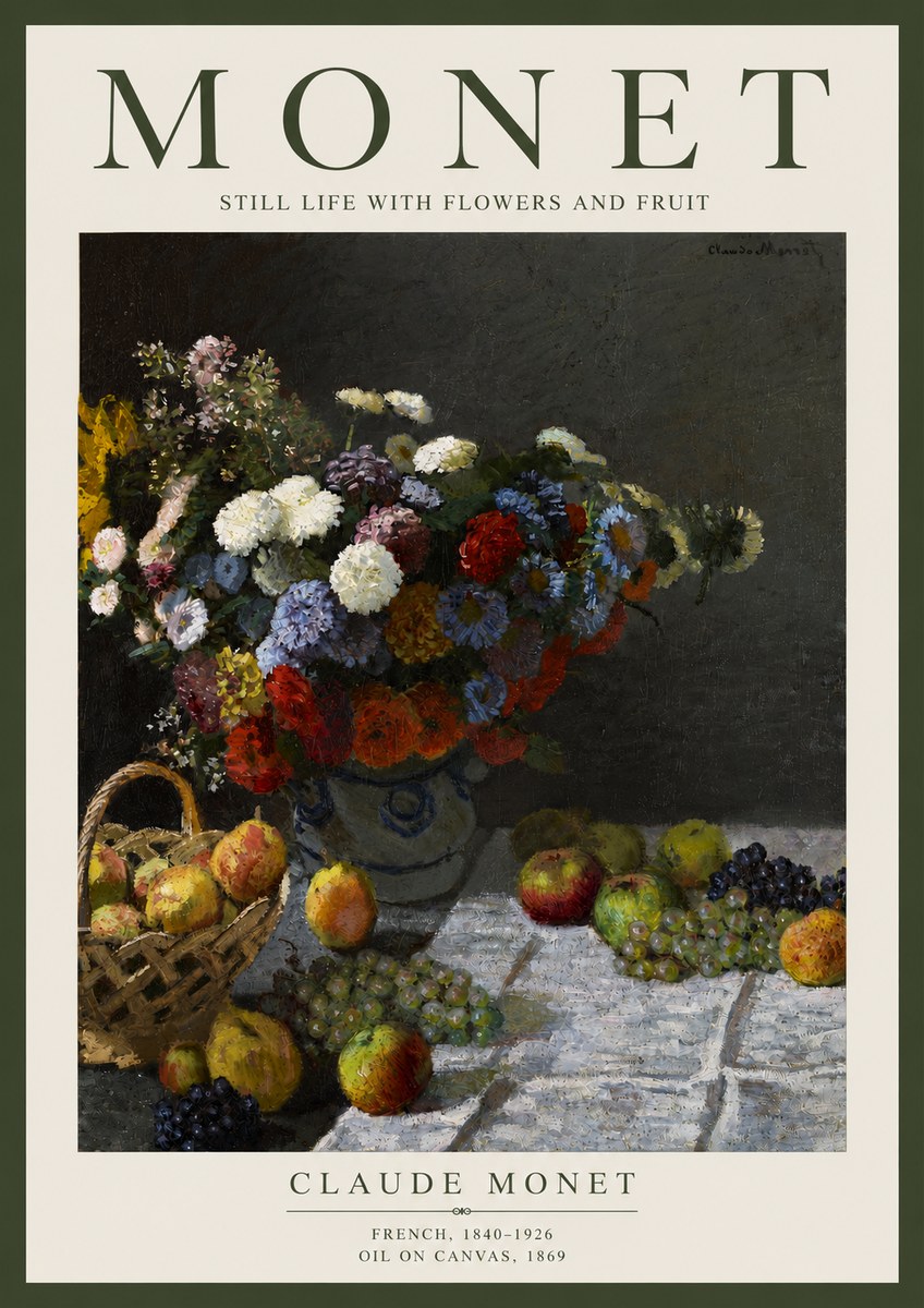 Monet Still Life with Flowers and Fruit No4 - Póster